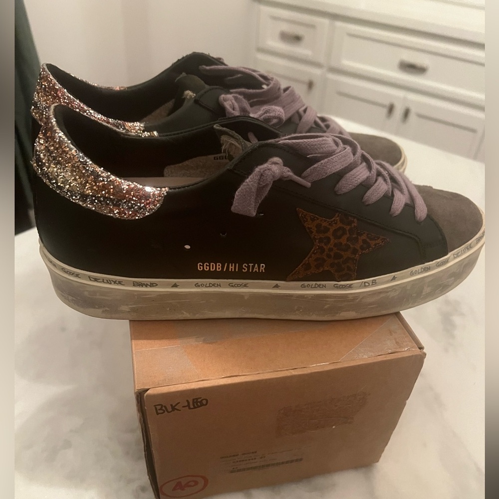 Golden Goose Women's Black and Glitter Sneakers